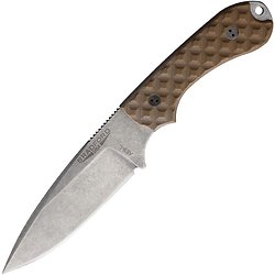 BRAD32FE004A Bradford Knives Guardian 3.2 Coyote Brown G10 Handle AEB-L Blade Leather Sheath Made USA