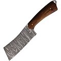 FHK1527 FH Knives Damascus Cleaver 256 Layers Blade Brown Wood Handle Leather Sheath