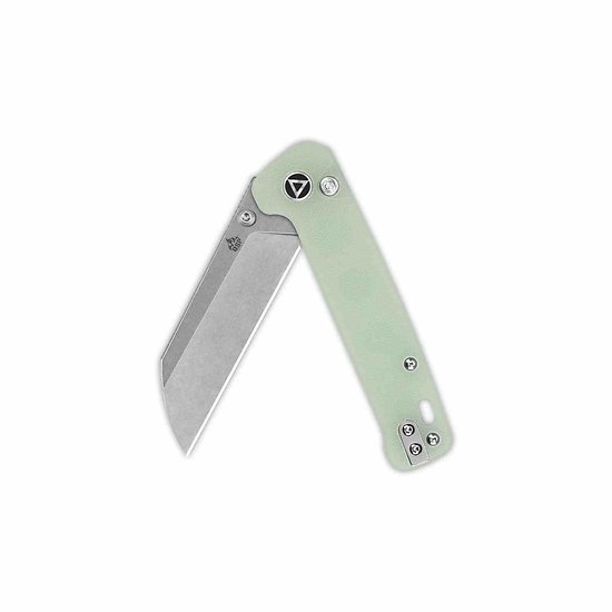QS130BLB1 QSP Knives Penguin Button Lock Jade G10 Handles 14C28N Stonewash Sheepsfoot Blade IKBS Clip