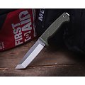 DEM09621 Demko Knives FREEREIGN Tanto AUS-10A Satin Green Molded Rubber Handle Kydex Sheath