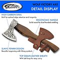 PA882458 Burnt Ash Wood Handle Nordic Fenrir Viking Axe Stainless Blade Wood Handle Leather Sheath