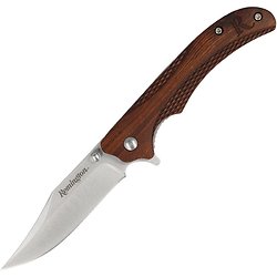 R15662 Remington Woodland Linerlock 440 Blades Wood Handles Clip