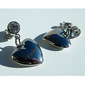 Boucles d'Oreilles Pendantes Acier Inoxydable Coeur Love 3D Zirconia Strass 7 mm Argenté