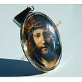 Pendentif Pur Acier Inoxydable Médaille Ovale Portrait Jésus Christ Jesus De Nazareth Dieu Religion