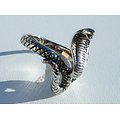 Bague Pur Acier Inoxydable Chevalière Skull Tete de Serpent Snake Cobra 3 Dimensions Argenté