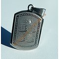 Pendentif Médaille Rectangle Argenté Pur Acier Inoxydable Plaque Coran Musulman Allah