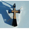 Pendentif Croix Double Jésus Religion Argenté Pailleté Doré Pur acier Inoxydable