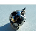 Pendentif Argenté et Noir Ballon de Football Pur acier Inoxydable + Chaine cadeau