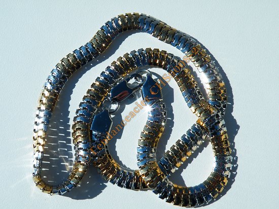 Chaine Collier 55 cm Acier Inoxydable Maille Serpent Serpentine Argenté 8 mm