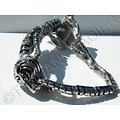Bracelet Collector Rare 21 cm Pur Acier Inoxydable Argent et Noir Véritable Guépard Tigre Jaguar