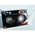 Pendentif Argenté Vintage Cassette K7 Radio Pur Acier Inoxydable + Chaine Kdo