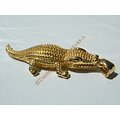 Pendentif Crocodile Caiman Doré Plaqué Or Pur Acier Inoxydable + Chaine