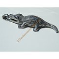  Pendentif Crocodile Caiman Alligator Argenté Pur Acier Inoxydable + Chaine