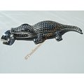  Pendentif Crocodile Caiman Alligator Argenté Pur Acier Inoxydable + Chaine