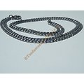 Chaine Collier 71 cm Style Maille Ovale Gourmette Argenté Pur Acier Inoxydable Chirurgical 3,8 mm