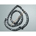 Chaine Collier 56 cm Style Maille Figaro 1+3 Argenté Pur Acier Inoxydable Chirurgical 7 mm