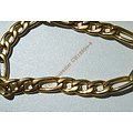 Chaine Collier 55 cm Style Maille Figaro 1+3 Doré Plaqué Or Pur Acier Inoxydable Chirurgical 6 mm