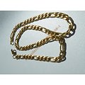 Chaine Collier 50 cm Maille Figaro 1+3 Doré Plaqué Or Pur Acier Inoxydable Chirurgical 7 mm