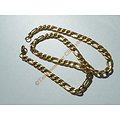Chaine Collier 50 cm Maille Figaro 1+3 Doré Plaqué Or Pur Acier Inoxydable Chirurgical 7 mm