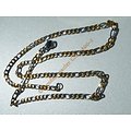 Chaine Collier 44 cm Maille Figaro 1+3 Duo Argenté et Or Pur Acier Inoxydable Chirurgical 3 mm