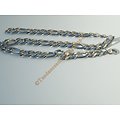 Chaine Collier 50 cm Maille Figaro 1+3 Duo Argenté Pur Acier Inoxydable  Chirurgical 12 mm