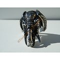 Bague Chevalière Pur Acier Inoxydable Chirurgical Argenté Animal Elephant 3D Trompe en L'Air Inde Bonheur