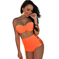 Bikini Néon Orange maillot été taille haute fentes XL Grande taille