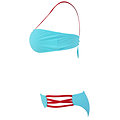 Maillot de bain 2 pieces Strap Bandeau Bikini bleu clair XL