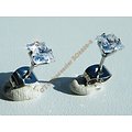 Boucles d'Oreilles Acier Inoxydable Clous Strass Gros Diamant Zircon 5 mm