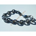 Bracelet Acier Inoxydable Duo Alliance et Double Anneaux Torsadés Wire Mode 21 cm Ajustable