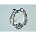 Bracelet Plaqué Argent 925 Love Coeurs Toogle Multi Chaine Fashion 20 cm