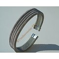 Bracelet Bangle Wire Tréssé 13 mm Pur Acier Inoxydable Flexible Ajustable