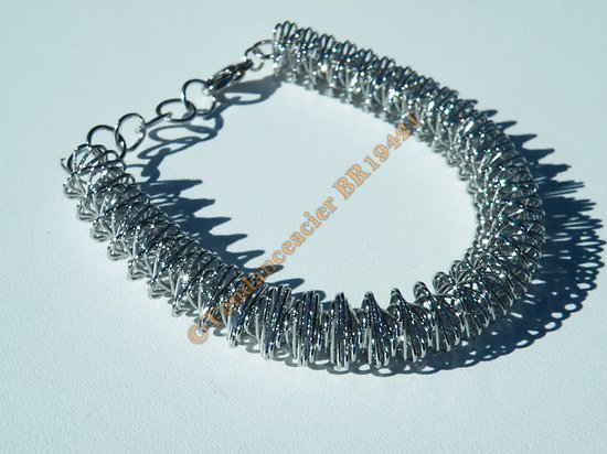 Bracelet Etirable Ajustable Pur Acier Inoxydable Tourbillon ADN 11 mm Argenté