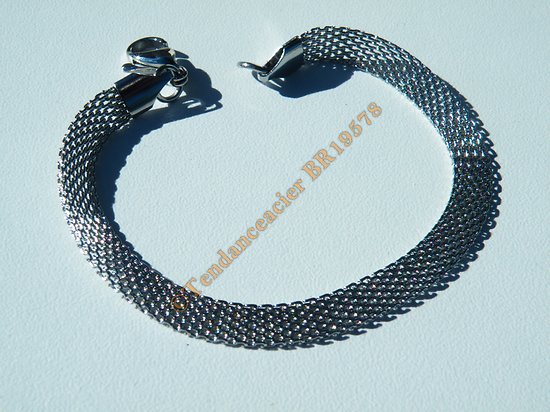 Bracelet Fin Cote de maille Argenté Ceinture 6 mm Pur Acier Inoxydable 19 cm