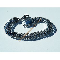 Bracelet Argenté Pur Acier Inoxydable Serpentine Large 8 mm 3 Dimensions 20 cm