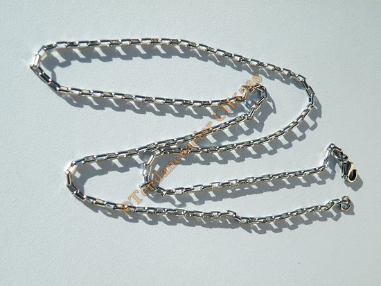 Chaine Collier Ras De Cou 60 cm Pur Acier Inoxydable Maille Rectangle 2 mm Argenté