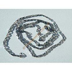 Chaine Collier Ras De Cou 60 cm Pur Acier Inoxydable Maille Rectangle 1,5 mm Argenté