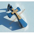 Pendentif Croix Double Jésus Religion Argenté Pailleté Doré Pur acier Inoxydable
