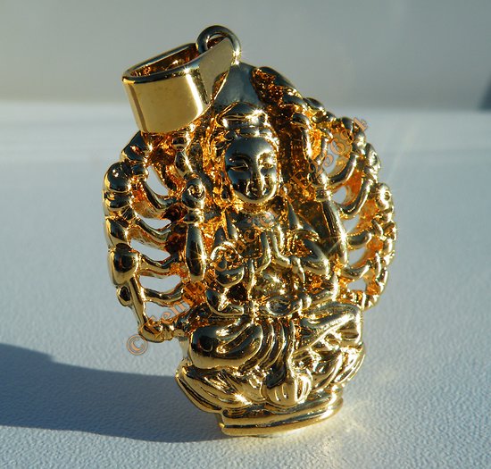 Pendentif Médaille Pur Acier Inoxydable Plaqué Or Déesse krishna Shiva Inde Hinde