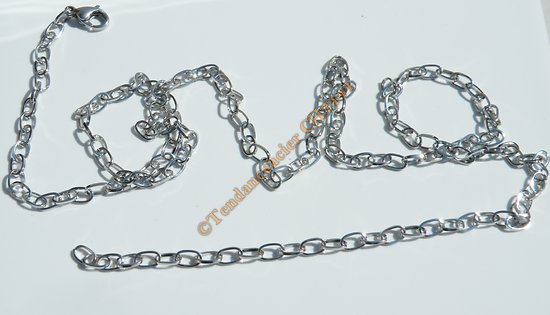 Chaine Longue Argenté 76 cm Pur Acier Inoxydable Maille Forçat 4 mm