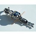 Pendentif Argenté Skull Grand Squelette Pendu Gothique 73 mm Pur Acier Inoxydable + Chaine