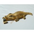 Pendentif Crocodile Caiman Doré Plaqué Or Pur Acier Inoxydable + Chaine