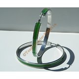 Boucles d'Oreilles Créoles Ronde 51 mm Pur Acier Inoxydable Chirurgical Verte et Argent