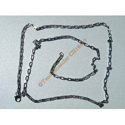 Chaine Collier 71 cm Style Maille Forçat Jaseron Rectangle Argenté Pur Acier Inoxydable  Chirurgical 2,5 mm