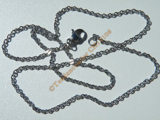 Chaine Collier 45 cm Style Maille Jaseron Argentée Or Pur Acier Inoxydable Chirurgical 1,8 mm