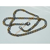 Chaine Collier 40 cm Maille Fantaisie Gourmette Duo Argenté Or Pur Acier Inoxydable Chirurgical 3,9 mm