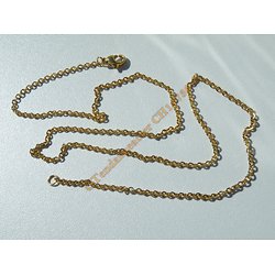 Chaine Collier 50 cm Style Maille Jaseron Doré Plaqué Or Pur Acier Inoxydable Chirurgical 2 mm