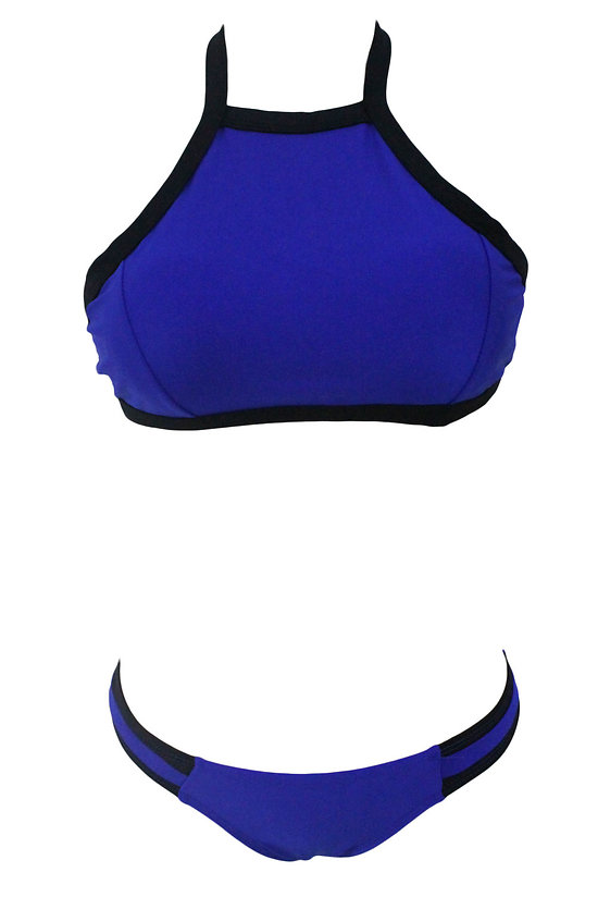 Maillot de bain Bikini Col haut bleu royal  brésilien XL