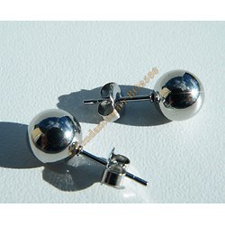 Boucles d'Oreilles Clous Boules Perles 8 mm Pur Acier Inoxydable Argenté Brillant