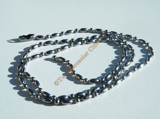 Collier Chaine Acier Inoxydable Boules Haricots Arrondies 2.5 mm